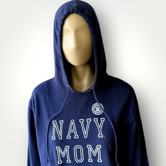SOFFE Vintage United States Navy Mom Hoodie Sweatshirt Pullover Adult L Blue - Picture 4 of 13